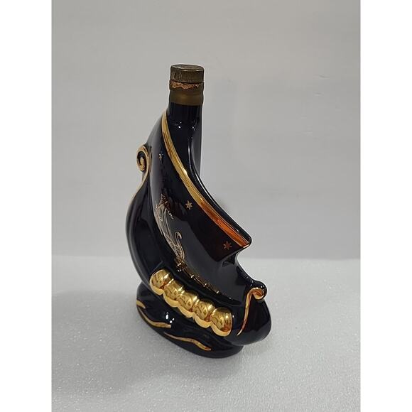 Liquor Bottle Larsen Ship Cognac LIMOGES Porcelain, Hand Decorated 24 K GOLD - Picture 10 of 13